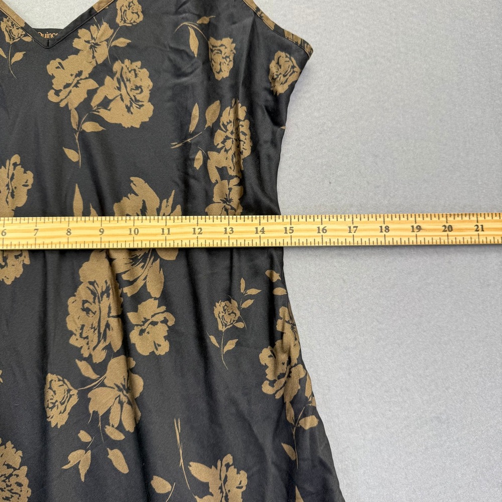 Quince 100% Washable Silk Slip Dress XL Caper Eclipse Floral V-Neck Midi LB73834 - Picture 5 of 11
